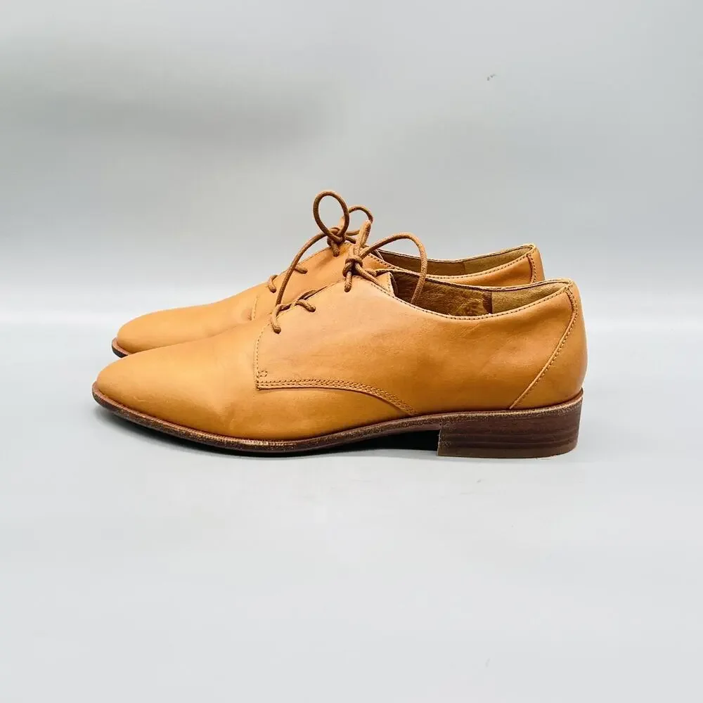 Madewell Shoes Womens 9 Brown Leather Oxford Flats Lace Up Almond Toe Casual